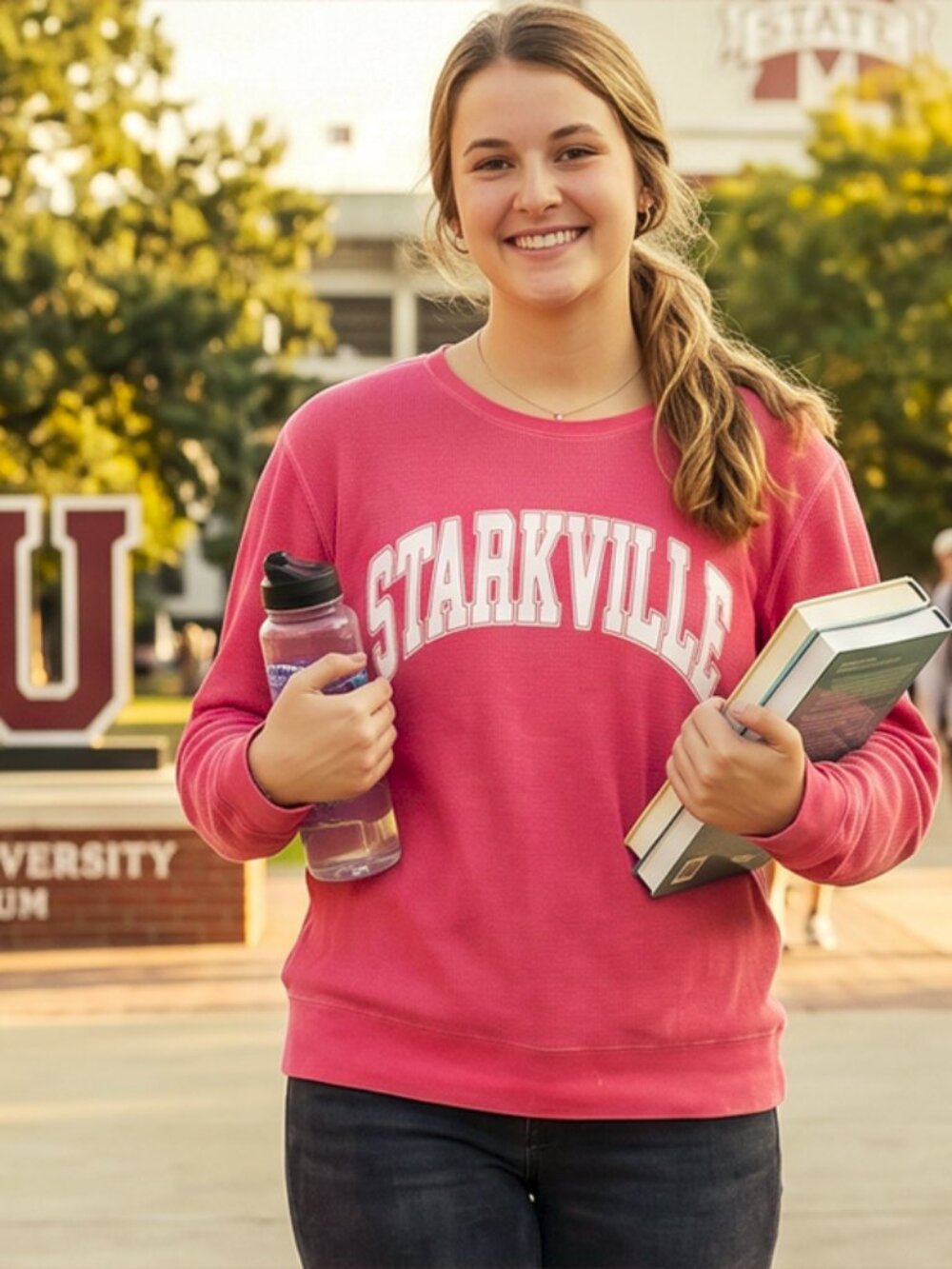Starkville MSU Women's Mini Waffle Crew BRICK